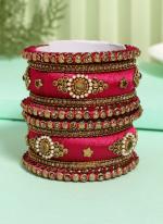   Wedding Wear  Rani Color Thread Bangle Set:-2.4,2.6